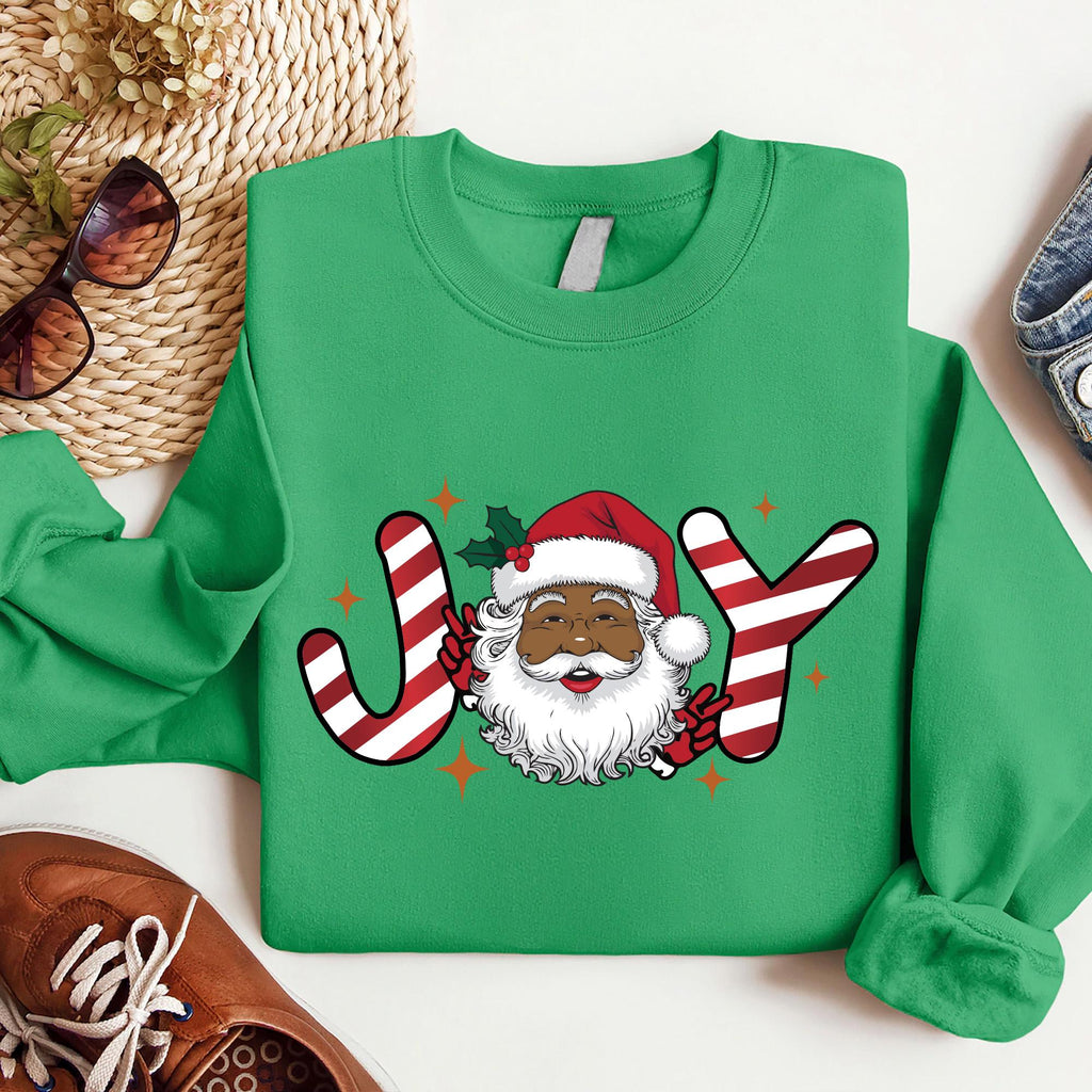 Black Santa Christmas Sweatshirt, Retro Black Santa Christmas Shirt, Joy Holiday Sweatshirt