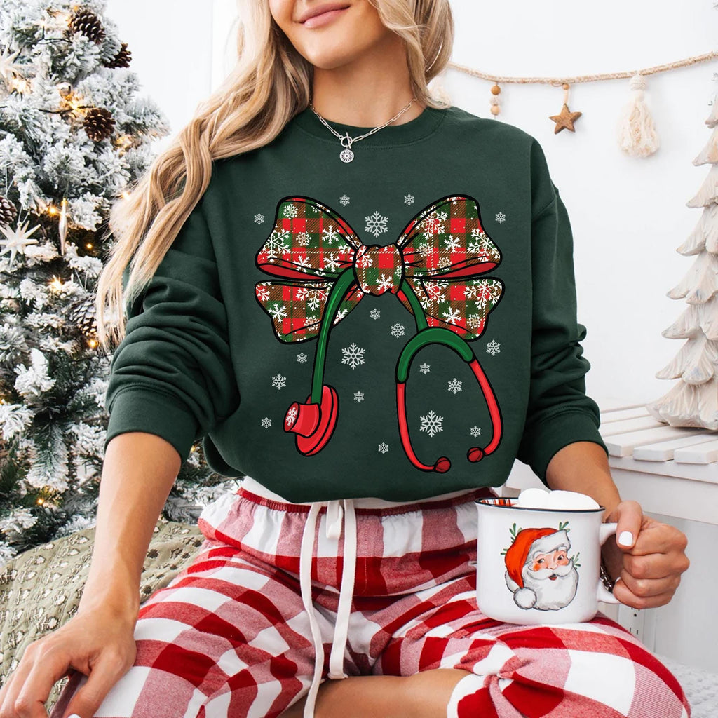Stethoscope Christmas Nurse Sweatshirt, Christmas Nurse Shirt, Nurse Christmas Sweatshirt