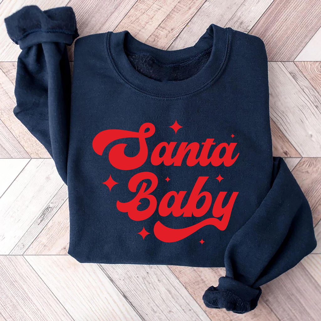 Santa Baby Sweatshirt, Santa Christmas Shirt, Preppy Christmas Sweatshirt