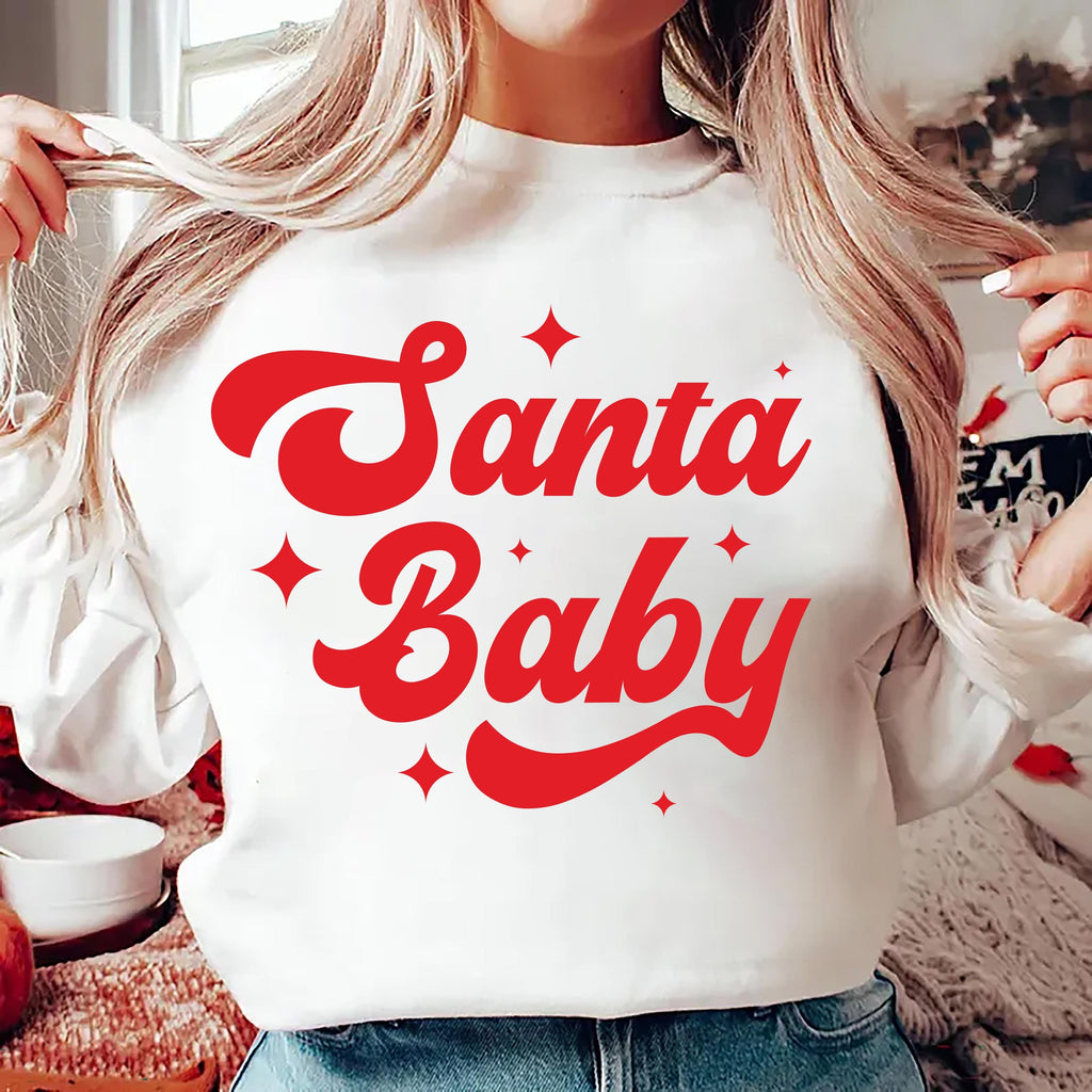 Santa Baby Sweatshirt, Santa Christmas Shirt, Preppy Christmas Sweatshirt