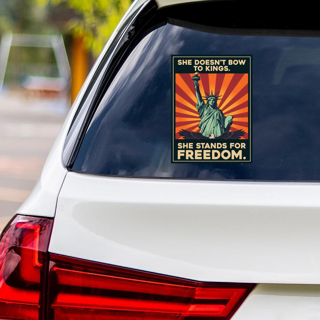 Democracy Has No Kings Vinyl Sticker, No Kings In America Protest, Anti-Trump, Resist Fascism Car Bumper Sticker, 6" x 4.5"