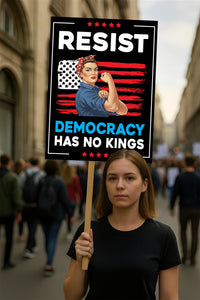 Democracy Has No Kings Protest Sign, Anti-Trump Resistance Political Activist Protest Poster, Resist Fascism Rally Sign