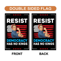 Democracy Has No Kings Garden Flag, Double Sided, No Kings In America Protest, Anti-Trump Flag, Resist Racism, Resist Fascism Flag