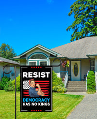 Democracy Has No Kings Garden Flag, Double Sided, No Kings In America Protest, Anti-Trump Flag, Resist Racism, Resist Fascism Flag