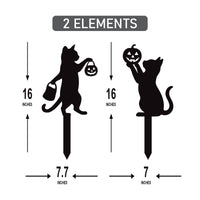 Halloween Black Cat Yard Signs, 2Pcs Metal Cat Pumpkin Silhouette Stakes, Outdoor Halloween Garden Decoration, Spooky Lawn Party Decor
