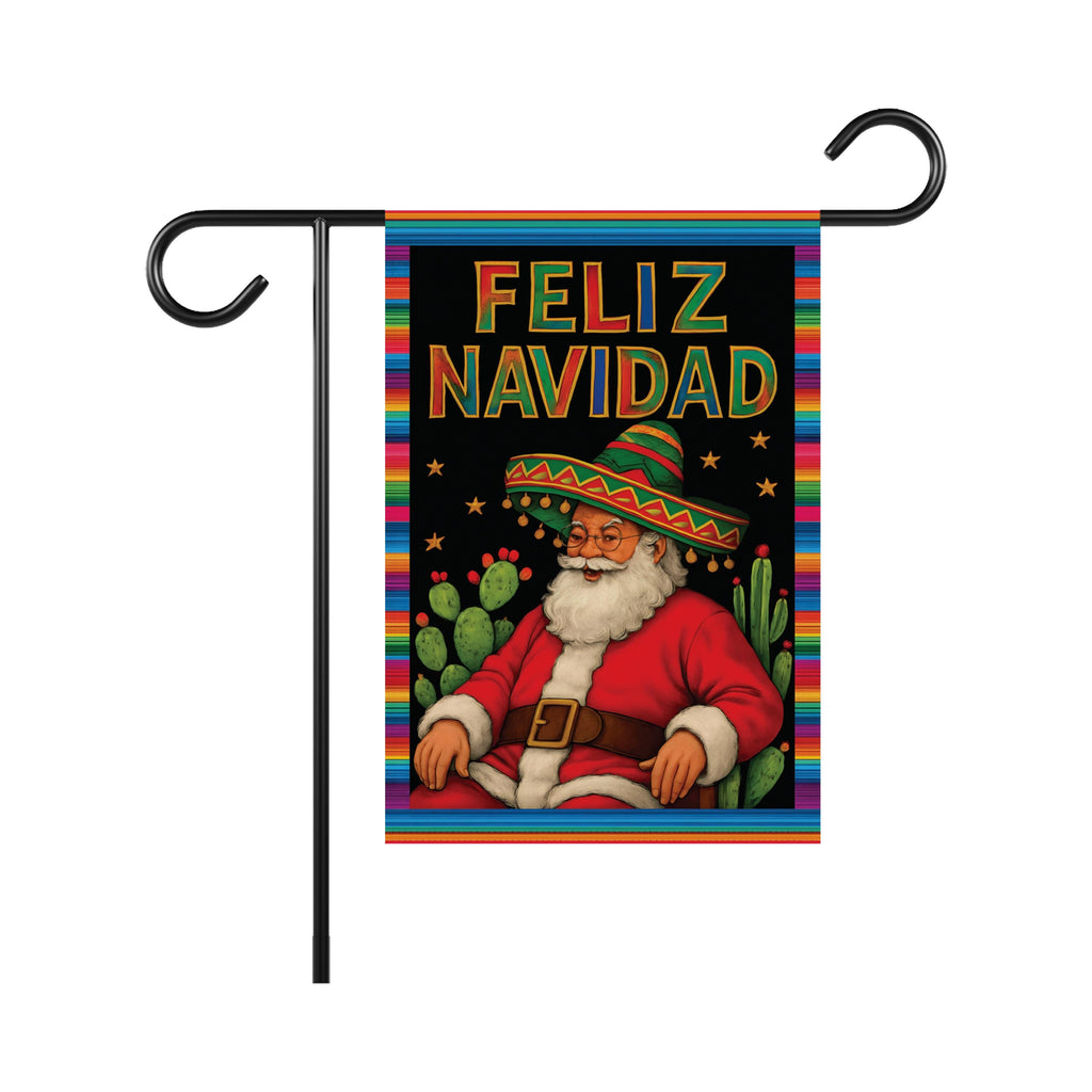 Feliz Navidad Garden Flag, Double Sided, Mexican Christmas Decoration, Spanish Winter Holiday Party Yard Flag, Front Yard Welcome Sign