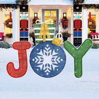 JOY Christmas Yard Signs, Outdoor Holiday Lawn Decorations with Stakes, Festive Joy Cutouts with Snowflake for Party or Home Décor