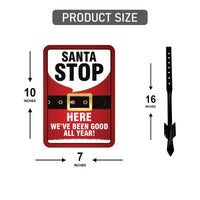 Santa Stop Here Yard Sign with 16" Stake, Aluminum Outdoor Christmas Decoration, Holiday Lawn Garden Pathway Sign for Kids and Families