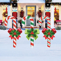 Candy Cane Christmas Yard Signs, Outdoor Holiday Lawn Stakes with Bows, Festive Xmas Garden Pathway Decoration for Lawn, Patio & Party Décor