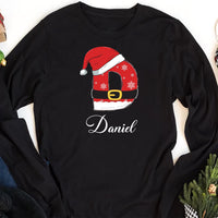 Custom Family Christmas Long Sleeve Shirt with Name, Xmas Family Matching Initial Shirt, Personalized Christmas Couple Tee
