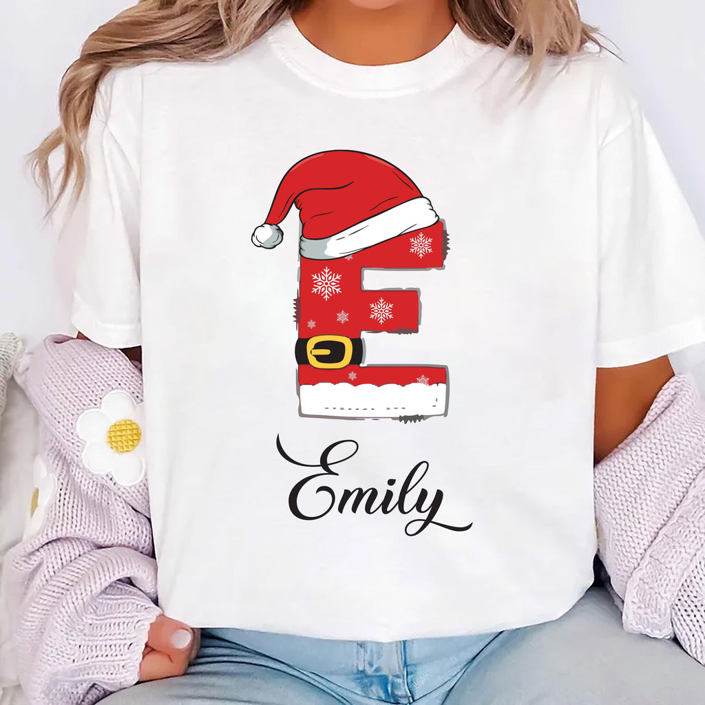 Custom Family Christmas Shirt with Name, Xmas Family Matching Initial Shirt, Personalized Christmas Couple Tee