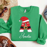 Custom Family Christmas Sweatshirt with Name, Xmas Family Matching Initial Shirt, Personalized Christmas Couple Sweatshirt