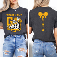 Custom Cheer Team Name Shirt, Custom Cheerleader Shirt, Cheer Mom with Name Tee, Front Back