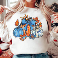 Floral Fall Pumpkin Shirt, Boho Autumn Flowers Shirt, Preppy Pumpkin Coquette Tee