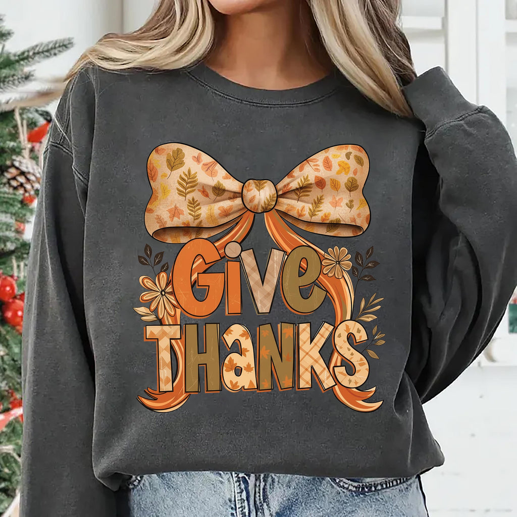 Give Thanks Shirt, Floral Fall Coquette Shirt, Preppy Thanksgiving Shirt, Thankful Coquette Tee