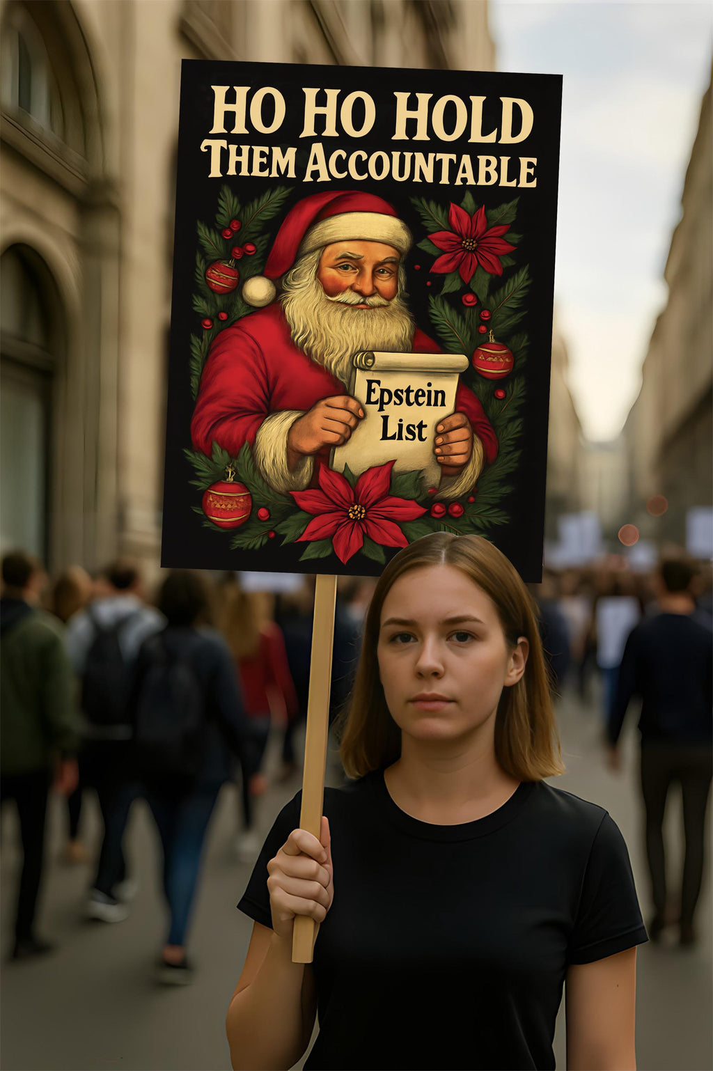Christmas Hold Them Accountable Epstein List Protest Sign, Anti-Trump No Kings Protect Democracy Political Poster, Resist Fascism Rally Sign
