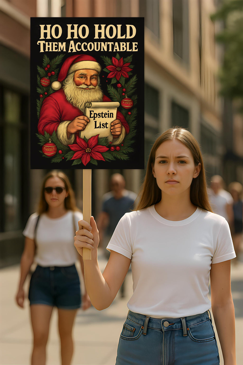 Christmas Hold Them Accountable Epstein List Protest Sign, Anti-Trump No Kings Protect Democracy Political Poster, Resist Fascism Rally Sign