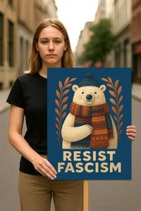 Resist Fascism Christmas Protest Sign, Anti-Trump, No Kings In America, Protect Democracy Political Activist Poster, Anti Fascist Rally Sign