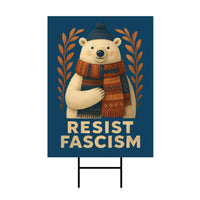 Resist Fascism Christmas Protest Yard Sign - Anti-Trump, No Kings In America, Protect Democracy, Anti Fascist Yard Sign with Metal H-Stake