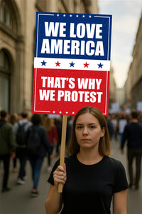 We Love America Protest Sign, Anti-Trump, No Kings In America, Protect Democracy Political Activist Poster, Anti Fascist Rally Sign