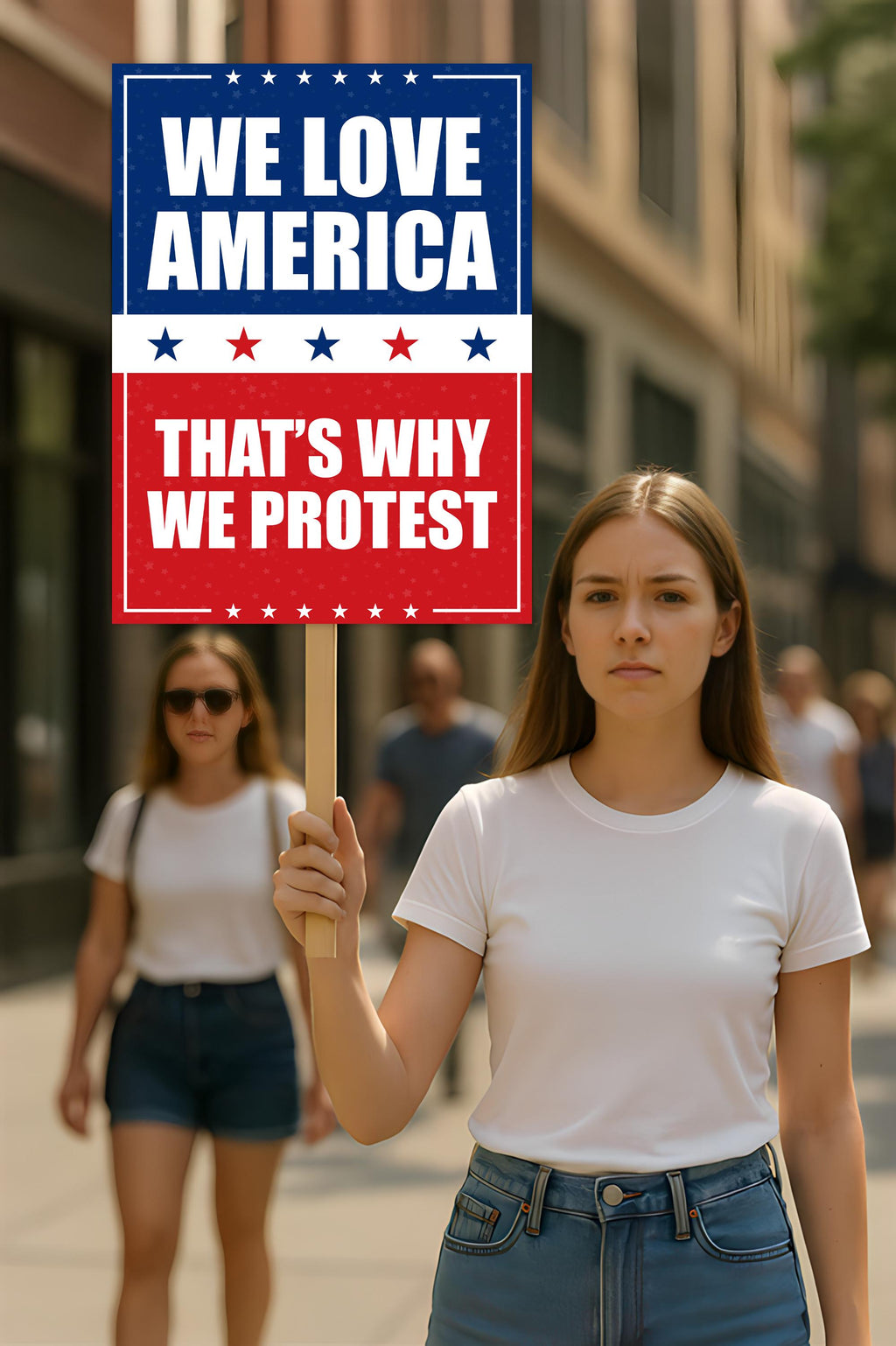 We Love America Protest Sign, Anti-Trump, No Kings In America, Protect Democracy Political Activist Poster, Anti Fascist Rally Sign