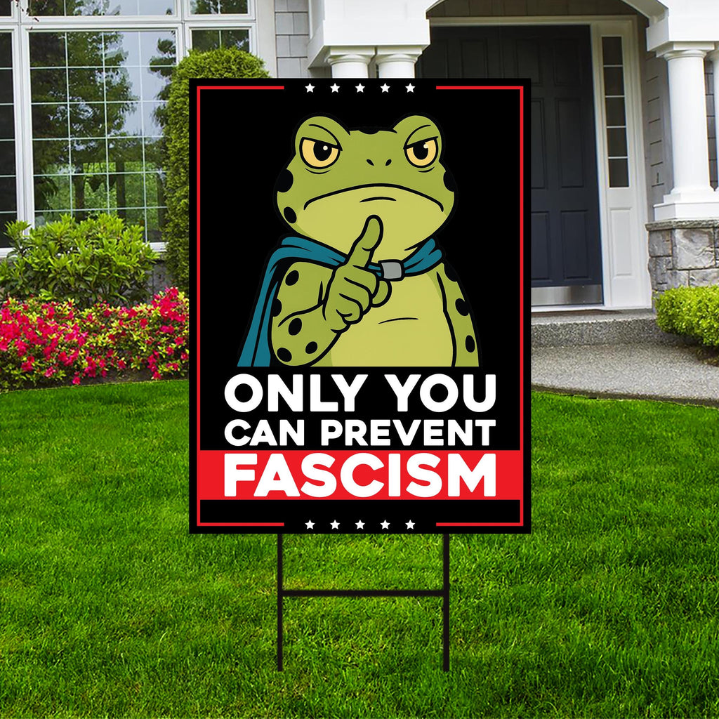 Portland Frog Anti-ICE Protest Yard Sign - Anti-Trump, No Kings In America, Protect Democracy, Resist Fascism Yard Sign with Metal H-Stake