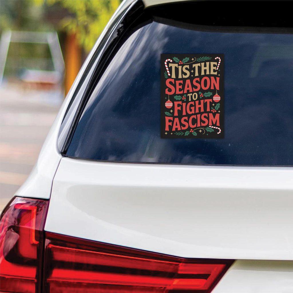 Fight Fascism Christmas Protest Vinyl Sticker, Protect Democracy, Anti-Trump, No Kings Protest Sign, Anti Fascist Bumper Sticker, 6" x 4.5"