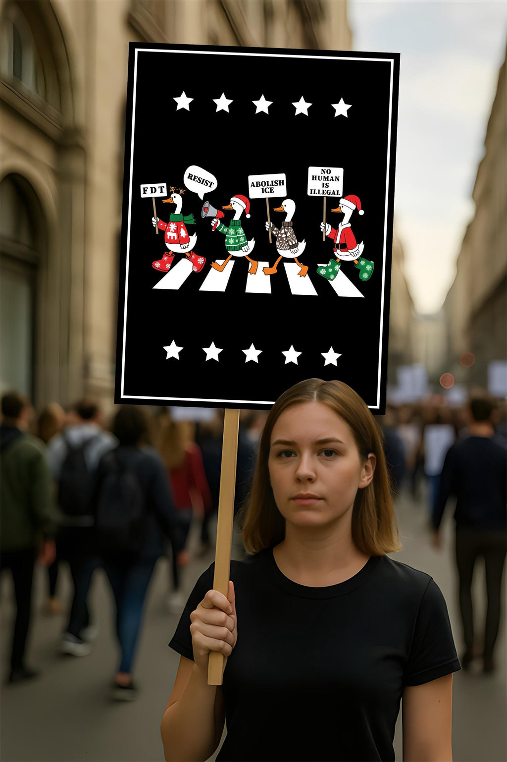 Resistance Silly Goose Christmas Protest Sign, Anti-Trump, No Kings In America, Protect Democracy Political Poster, Anti Fascist Rally Sign