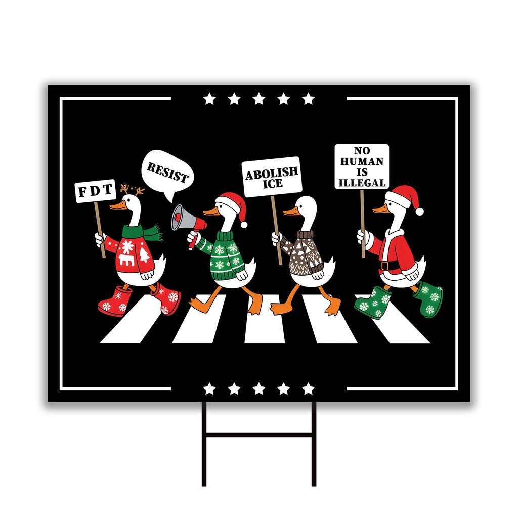 Resistance Silly Goose Christmas Protest Yard Sign, Anti-Trump, No Kings In America, Protect Democracy, Anti Fascist Sign with Metal H-Stake