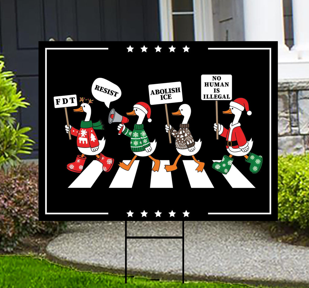 Resistance Silly Goose Christmas Protest Yard Sign, Anti-Trump, No Kings In America, Protect Democracy, Anti Fascist Sign with Metal H-Stake