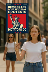 Statue of Liberty Protest Sign, Anti-Trump, No Kings In America, Protect Democracy Political Activist Poster, Anti Fascist Rally Sign