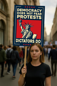 Statue of Liberty Protest Sign, Anti-Trump, No Kings In America, Protect Democracy Political Activist Poster, Anti Fascist Rally Sign