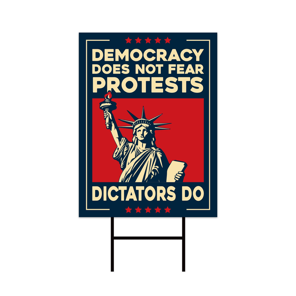 Statue of Liberty Protest Yard Sign - Anti-Trump, No Kings In America, Protect Democracy, Anti Fascist Yard Sign with Metal H-Stake