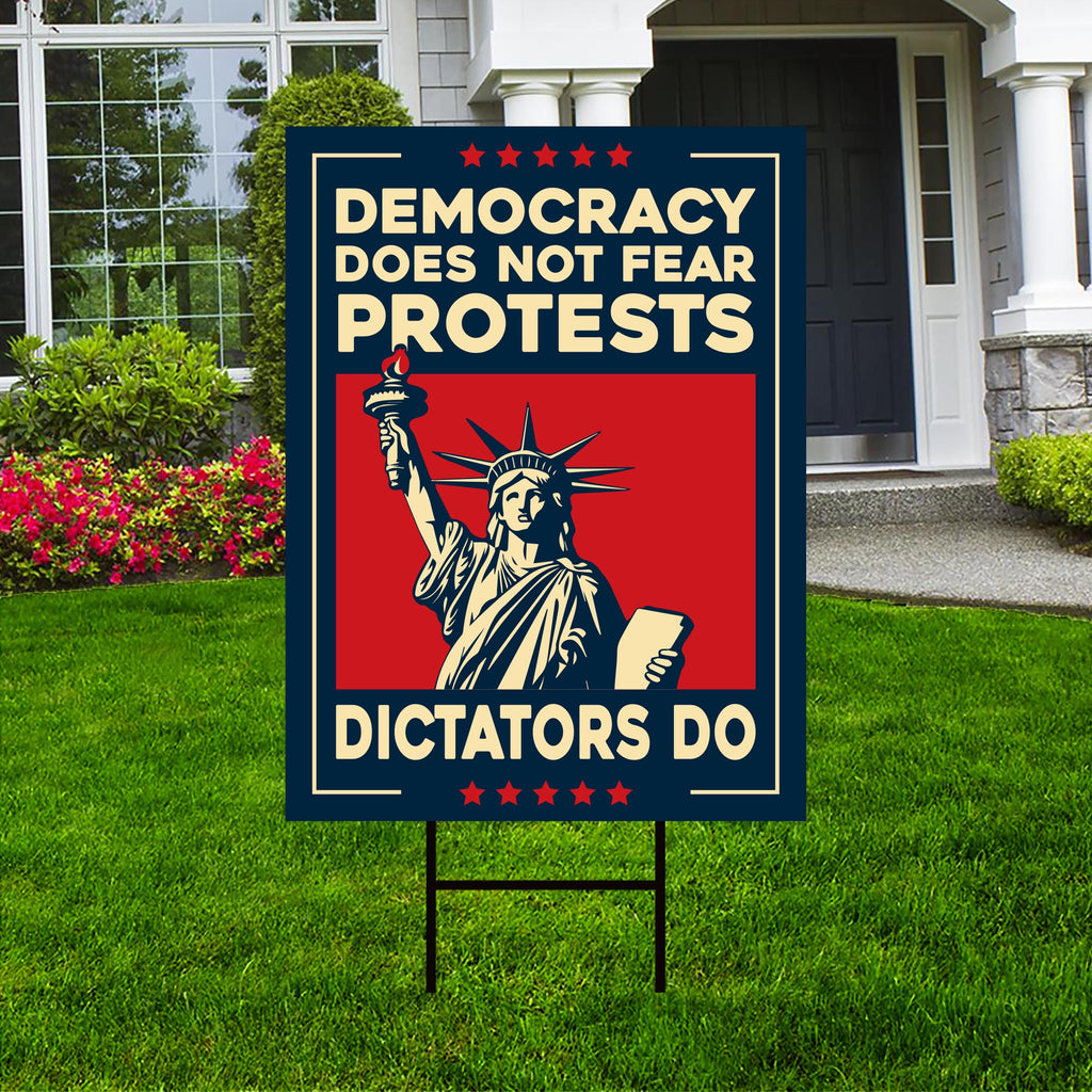Statue of Liberty Protest Yard Sign - Anti-Trump, No Kings In America, Protect Democracy, Anti Fascist Yard Sign with Metal H-Stake