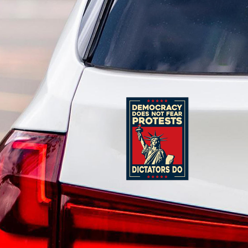 Statue of Liberty Protest Magnet, Protect Democracy, Anti-Trump, No Kings Protest Sign, Anti Fascist Vehicle Magnet, 6" x 4.5"