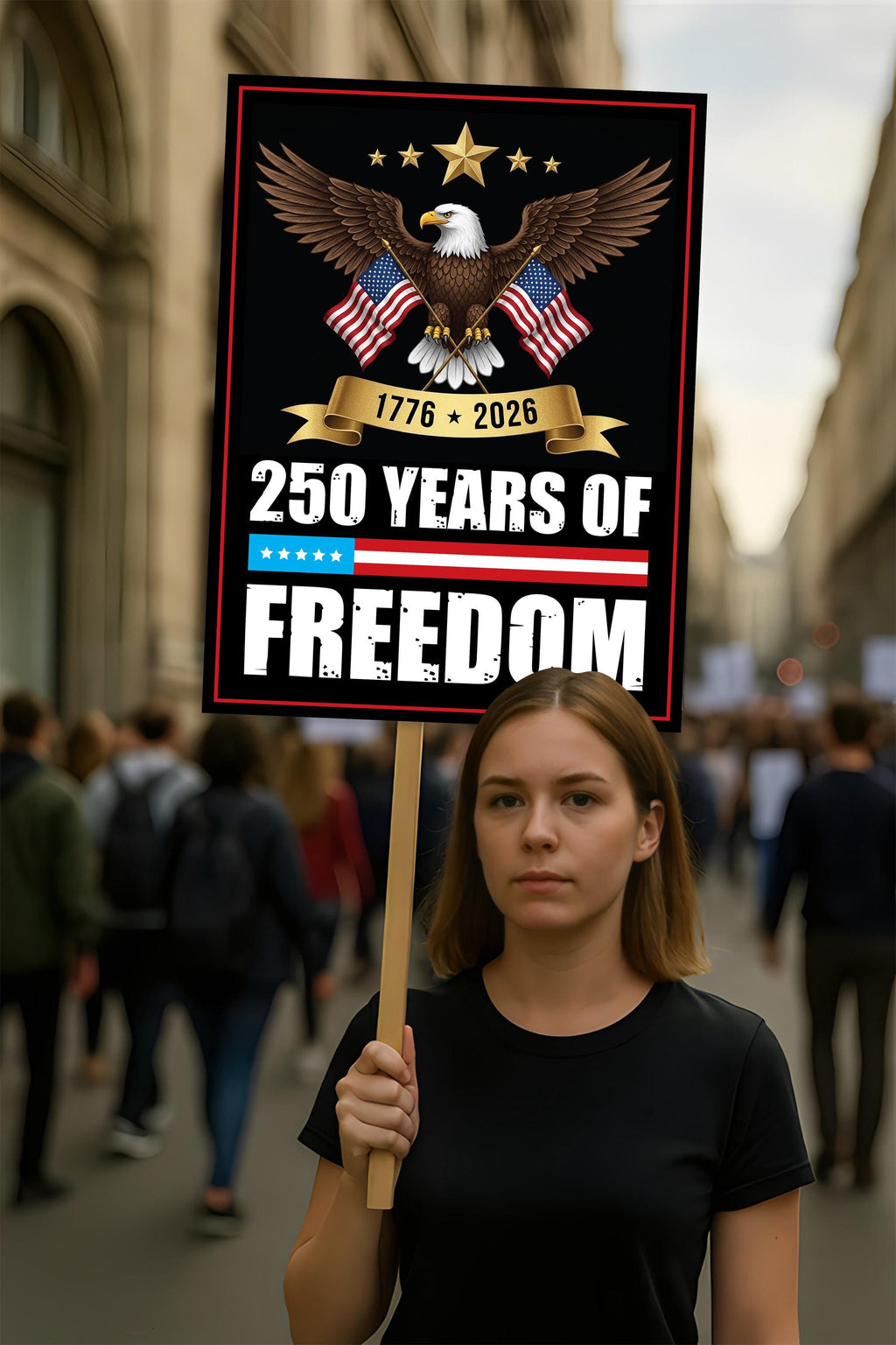 America 250 Anniversary 250 YEARS Protest Sign, Anti-Trump, No Kings In America, Protect Democracy Political Poster, Anti Fascist Rally Sign