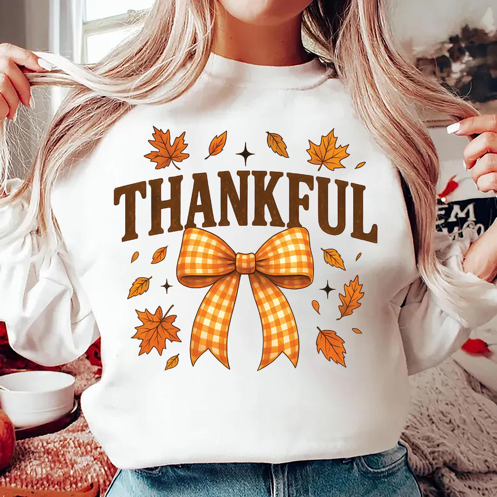 Thankful Sweatshirt, Coquette Fall Shirt, Autumn Pumpkin Sweatshirt