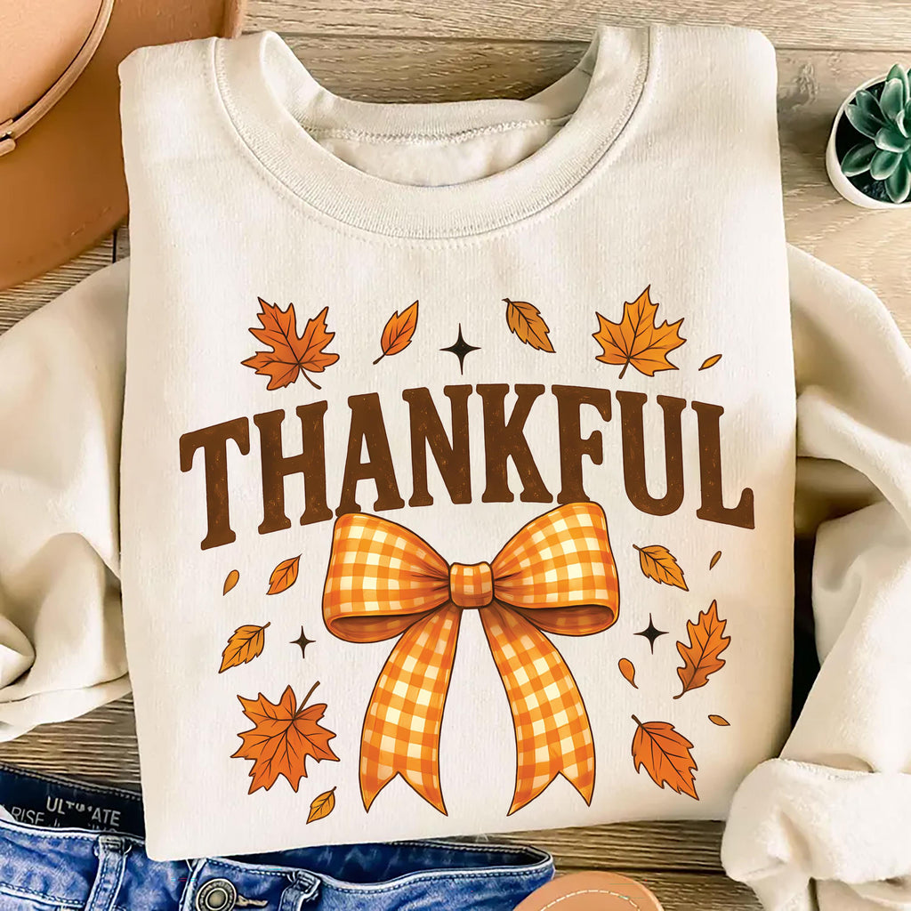 Thankful Sweatshirt, Coquette Fall Shirt, Autumn Pumpkin Sweatshirt