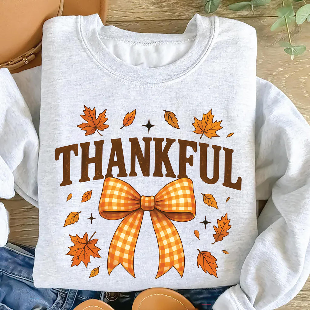 Thankful Sweatshirt, Coquette Fall Shirt, Autumn Pumpkin Sweatshirt
