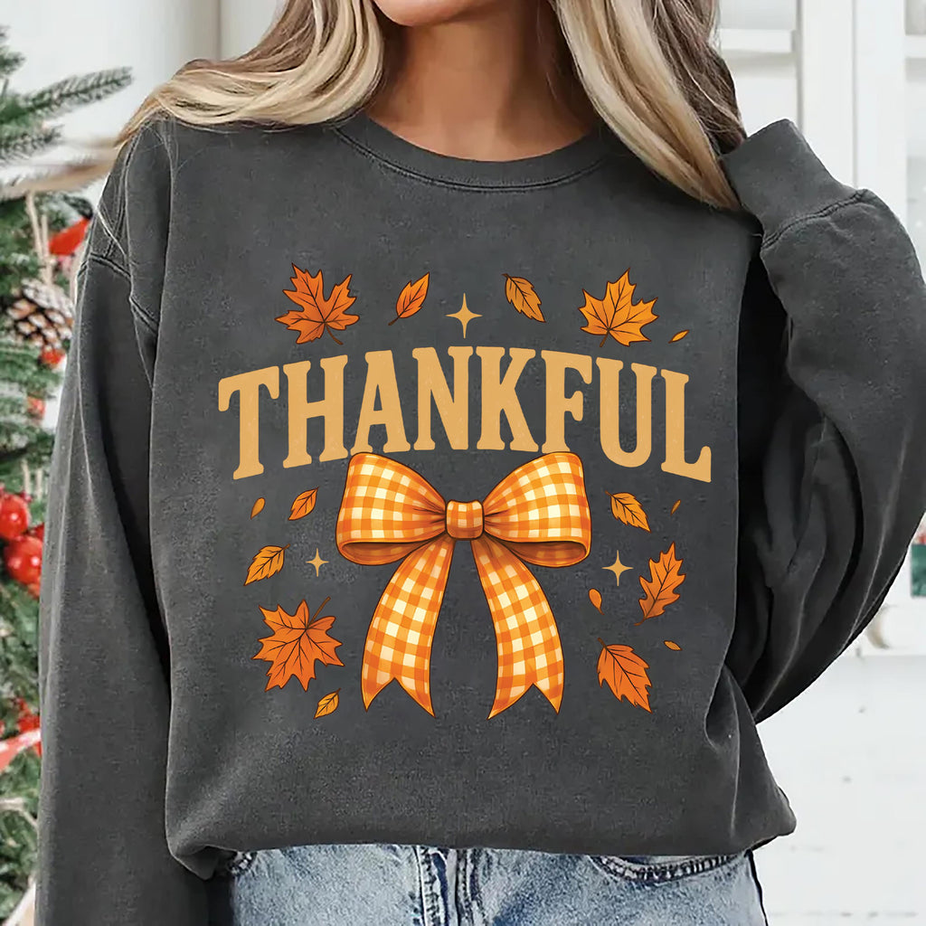Thankful Sweatshirt, Coquette Fall Shirt, Autumn Pumpkin Sweatshirt