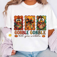 Gobble Till You Wobble Shirt, Preppy Coquette Thanksgiving Shirt, Funny Thanksgiving Turkey Tee,