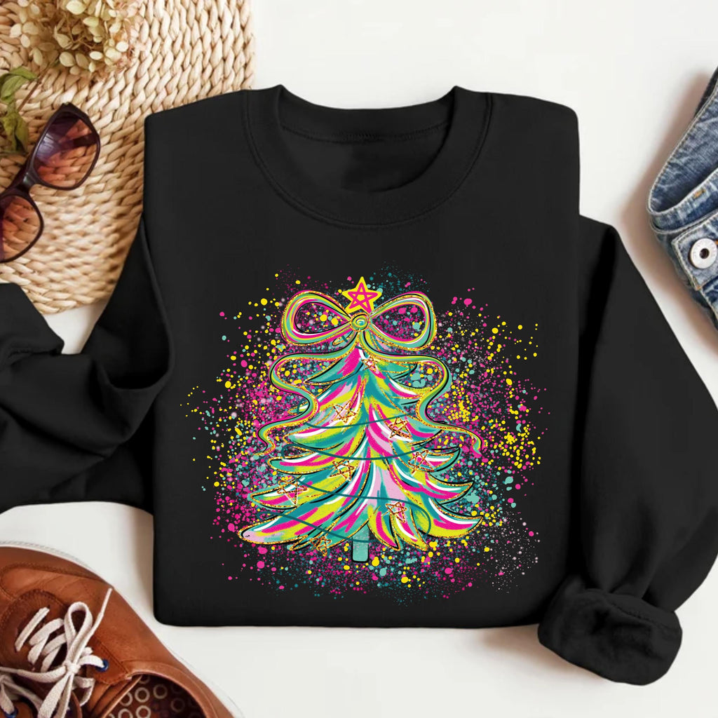 Coquette Christmas Tree Sweatshirt, Preppy Christmas Shirt, Holly Jolly Sweatshirt