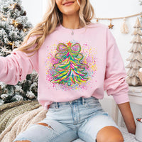 Coquette Christmas Tree Sweatshirt, Preppy Christmas Shirt, Holly Jolly Sweatshirt