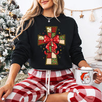 Christmas Cross Sweatshirt, Christian Christmas Coquette Shirt, Nativity Scene Sweatshirt