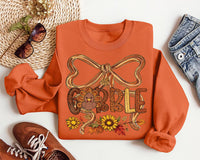 Thanksgiving Gobble Coquette Sweatshirt, Fall Turkey Shirt, Floral Fall Brushstroke Sweatshirt