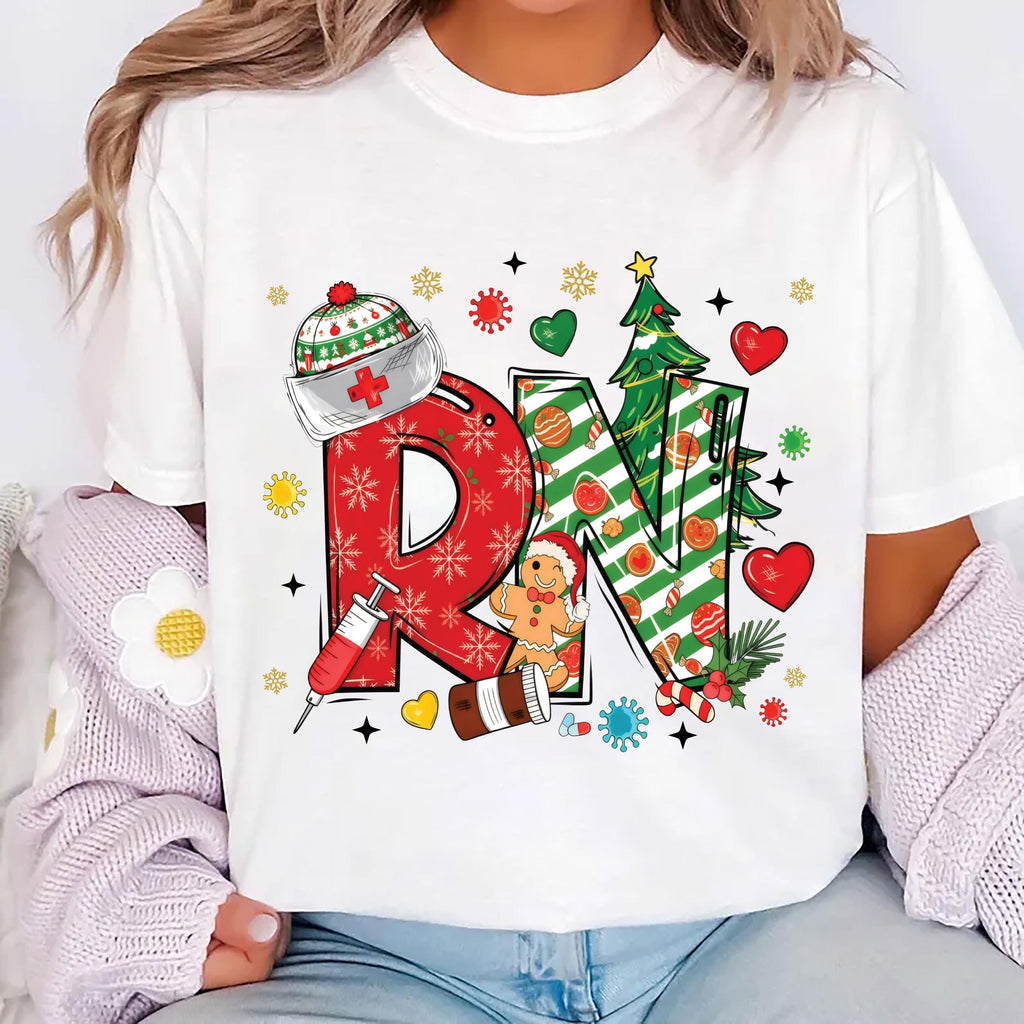 Christmas RN Shirt, Registered Nurse Holiday Shirt, RN Festive Tee
