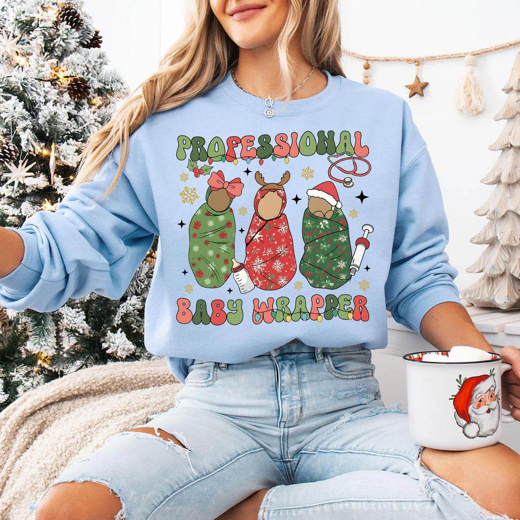Labor and Delivery Christmas Shirt, Professional Baby Wrapper L&D Nurse Christmas Shirt, Labor Nurse Tee
