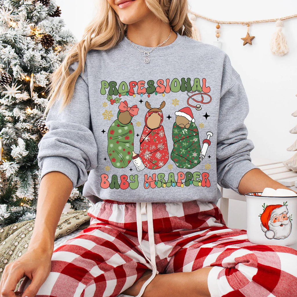 Labor and Delivery Christmas Shirt, Professional Baby Wrapper L&D Nurse Christmas Shirt, Labor Nurse Tee