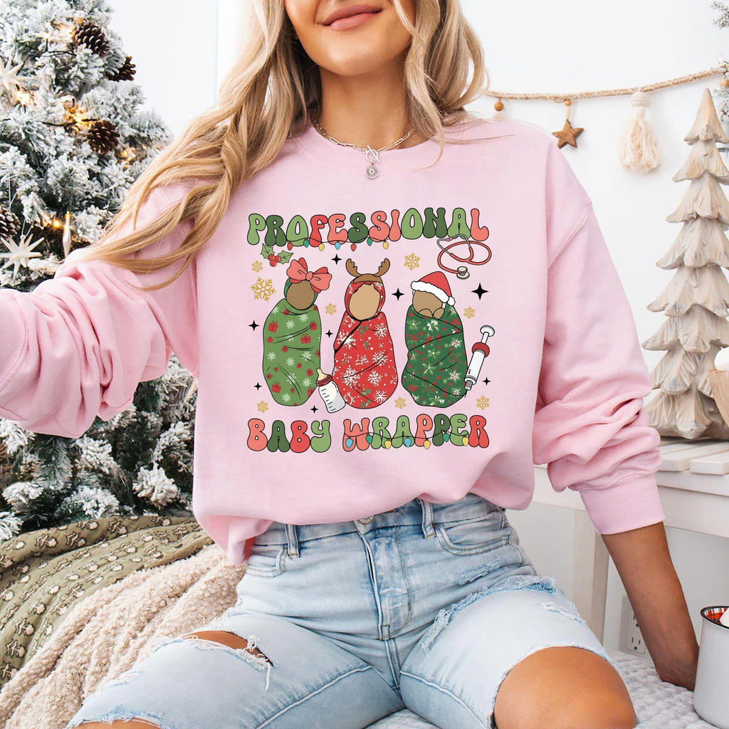 Labor and Delivery Christmas Shirt, Professional Baby Wrapper L&D Nurse Christmas Shirt, Labor Nurse Tee