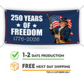 America 250 Anniversary 250 YEARS Banner Sign - Anti-Trump, No Kings, Protect Democracy, Resist Fascism Vinyl Banner with Metal Grommets